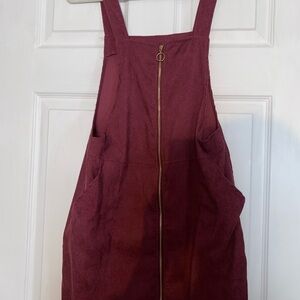 Black and marroon Corduroy Overall Dress